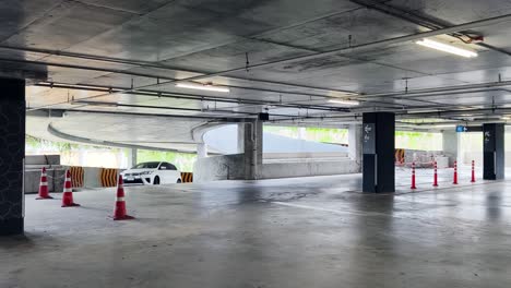 underground parking garage with spiral ramp