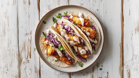 crispy fish tacos with coleslaw