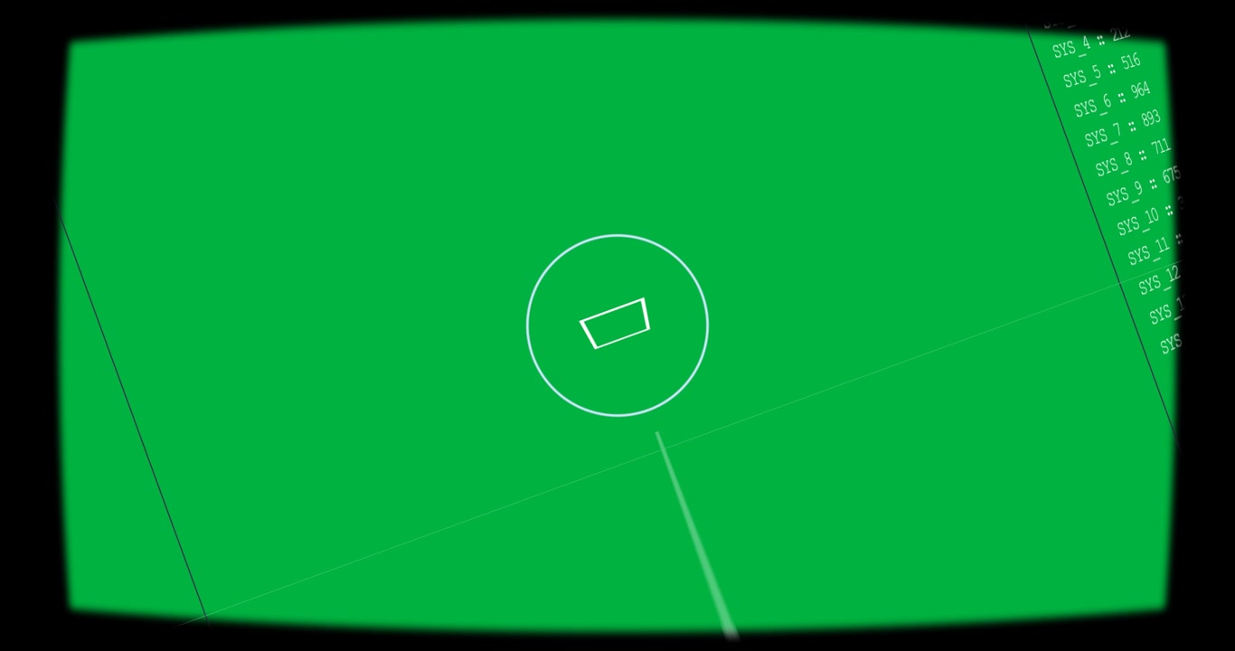 Pointer entering lower frame starting reticle rotating while panels shifting for radar on clear bg