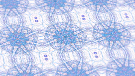 animation of red and blue circular scanner processing over blue kaleidoscopic shapes on white