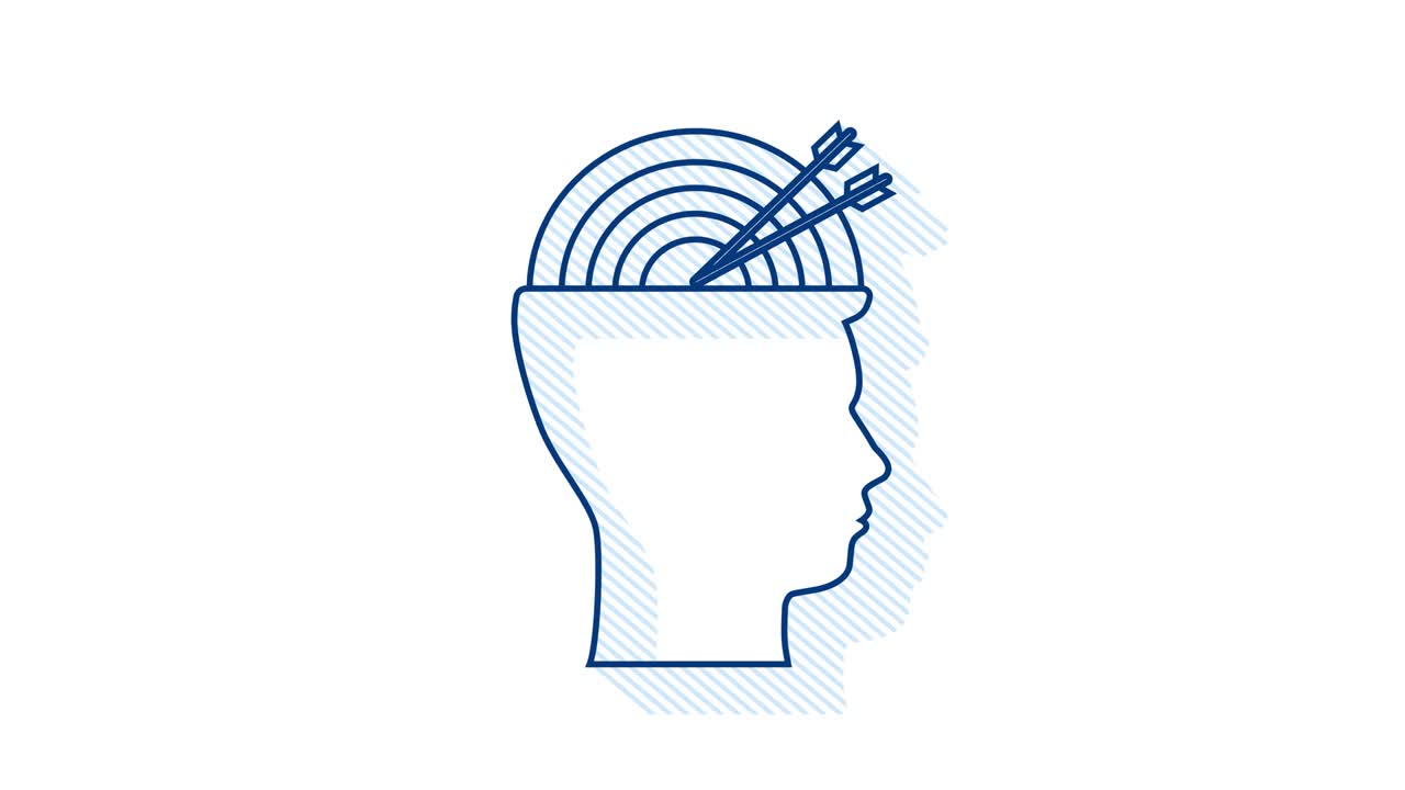 Target brain profile for medical design. Shadow . Business strategy. Motion Graphic