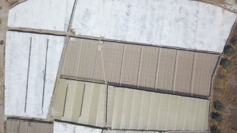 aerial overhead shot over infinite greenhouses in almeria