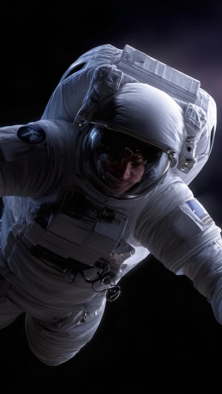 An astronaut floats in the vastness of space, adorned in a striking space suit, exemplifying the beauty and mystery of cosmic exploration and human adventure