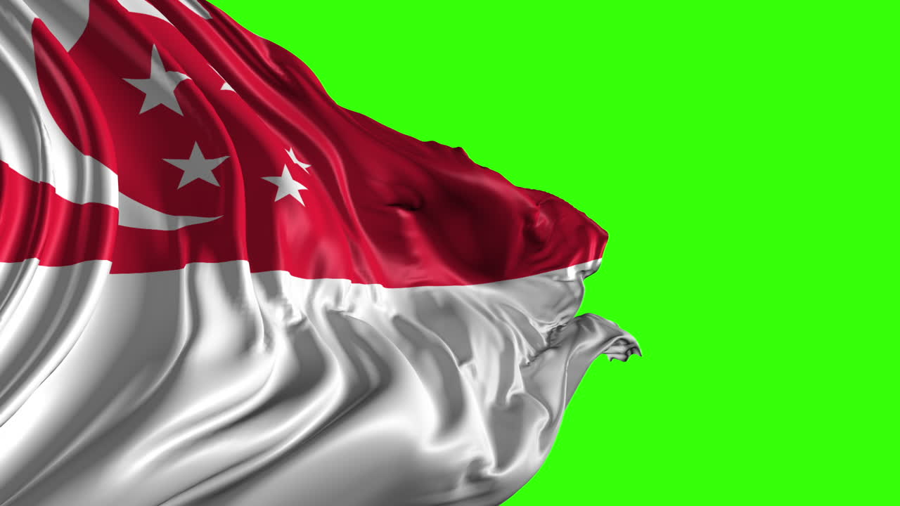 Singaporean flag on green screen