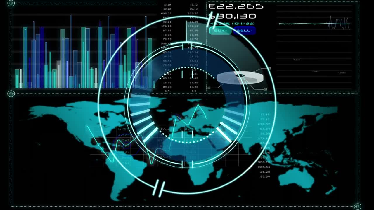 animación del escaneo del alcance sobre el procesamiento de datos sobre fondo negro