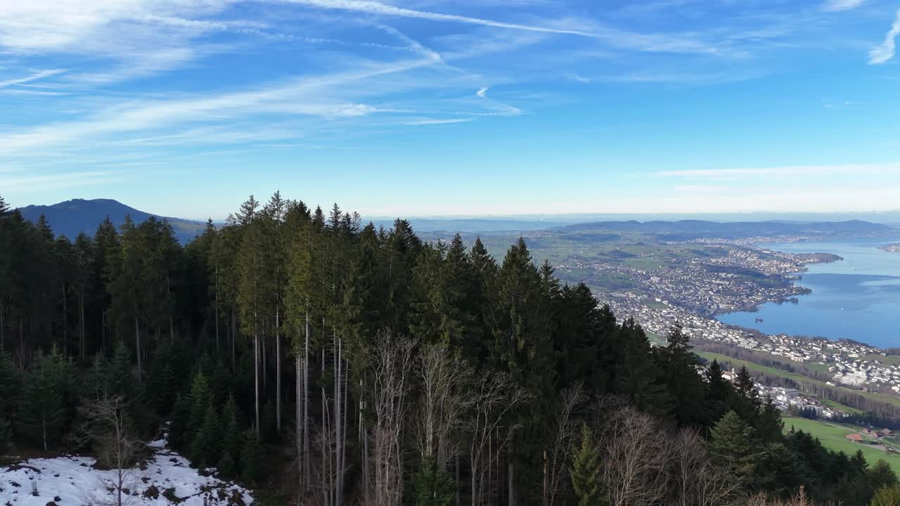 naturaleza de montaña paisaje panorámico lago de zúrich suiza vista aérea
