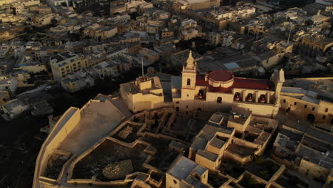 a unique aerial shot of circling around the beautiful citadel in victoria, gozo, malta