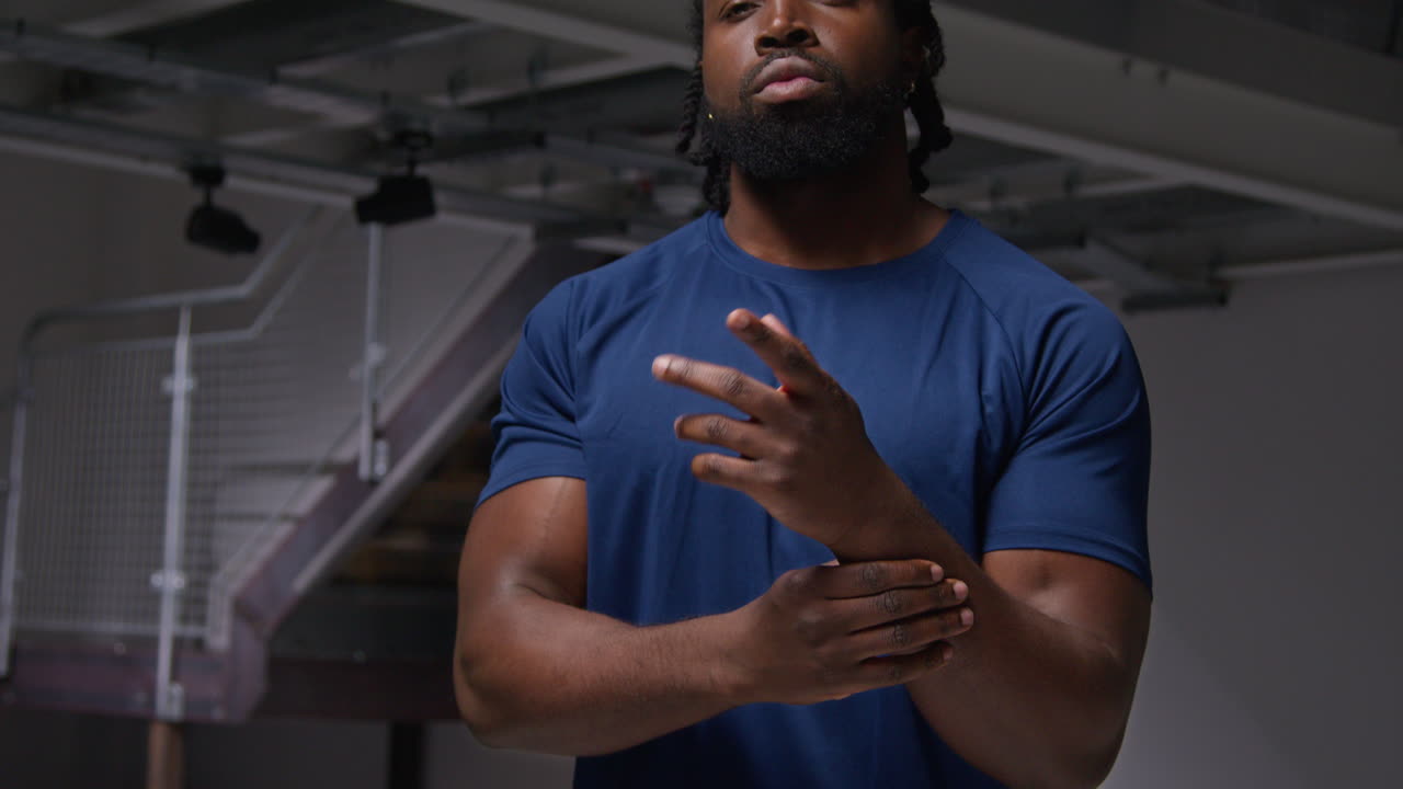 Male Athlete Or Boxer Training In Gym Sparring And Warming Up Preparing For Sports Event Or Fight 2