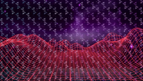 animación de formas que se mueven sobre una red de conexiones