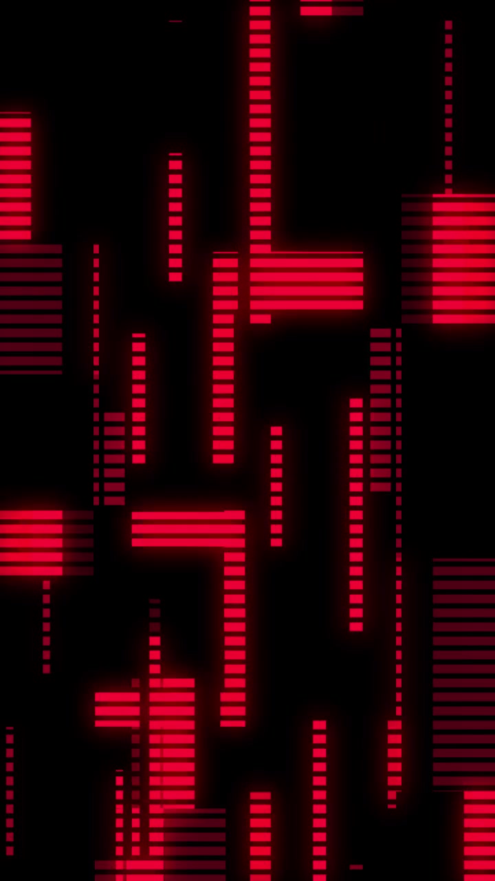 Abstract Digital Glitch Background with Red Glowing Vertical Bars