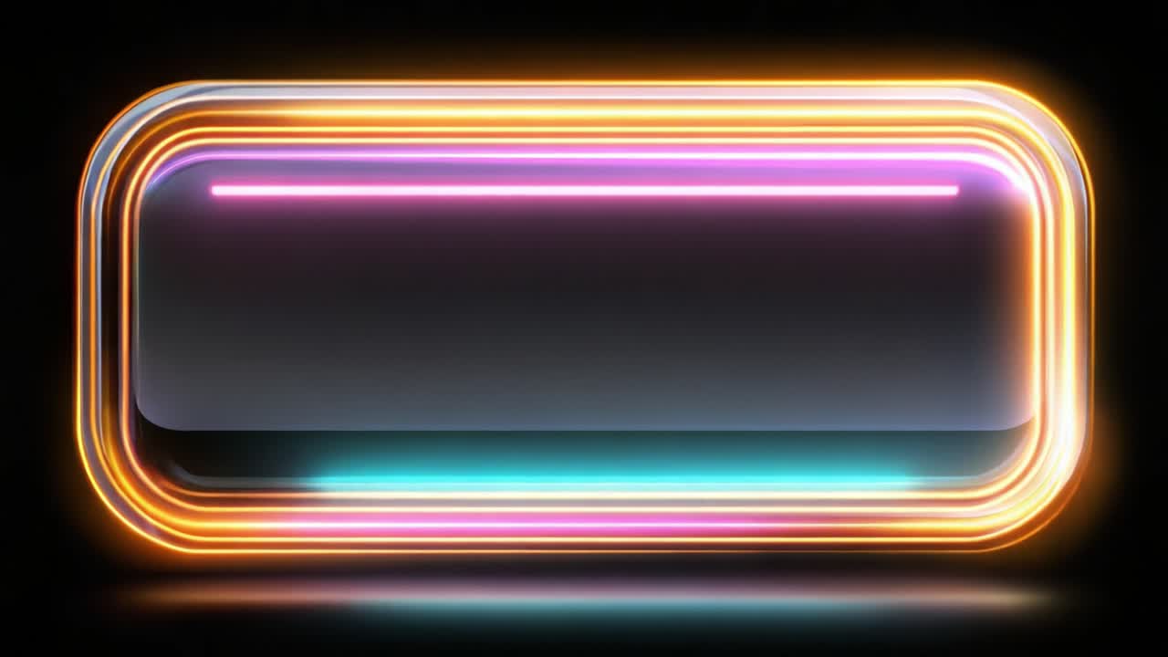 Bright, Colorful Neon Frame with Dynamic Glow Effect in a Dark Background – Perfect for Modern Digital Displays and Creative Presentations