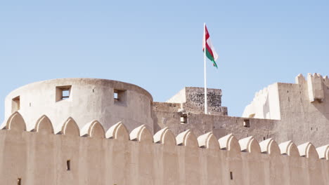 jabreen castle battlements in oman, static medium shot