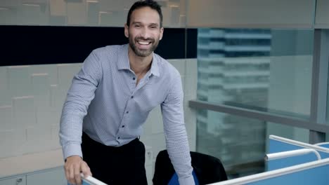 portrait of happy businessman business man smiling in coworking office