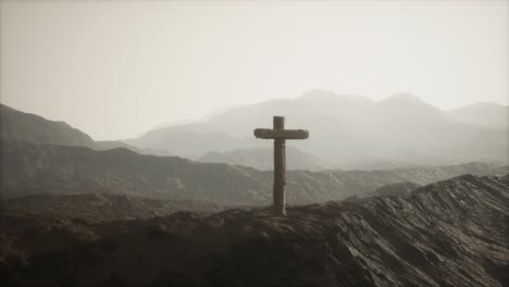 wooden crucifix cross at mountain