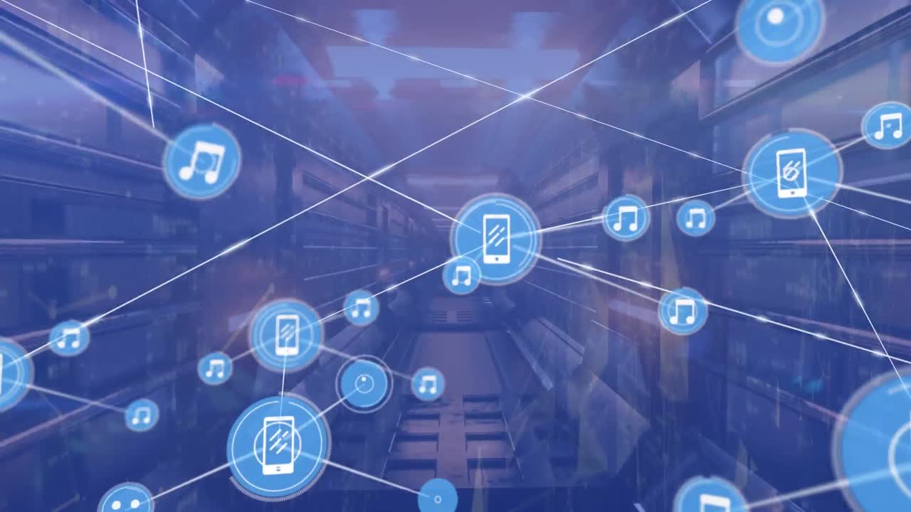 서버  ⁇  위의 아이콘으로 연결 네트워크의 애니메이션