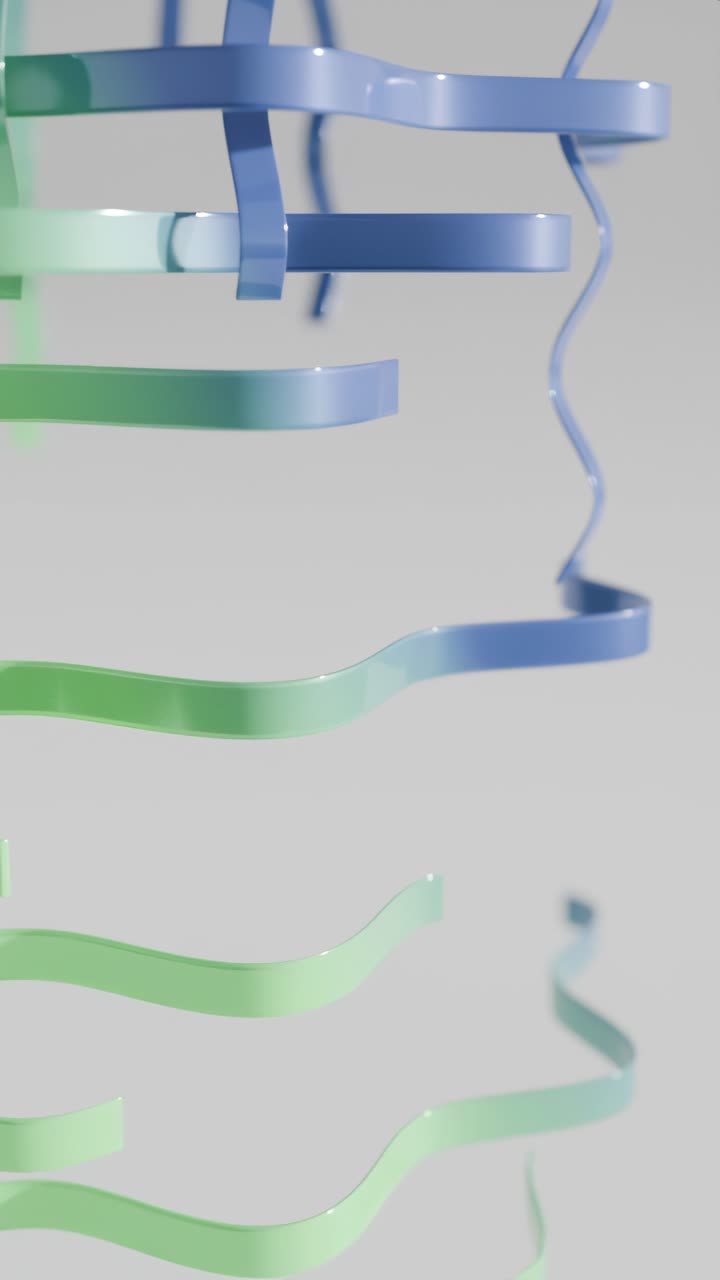 Abstract 3D Render of Wavy Shapes in Blue and Green