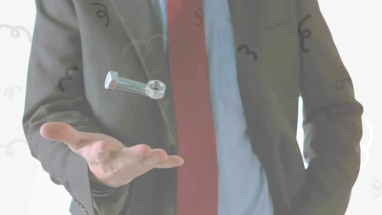⁇ 색 배경 에  ⁇  과 볼트 를 던지고 잡는 사업가 의 애니메이션