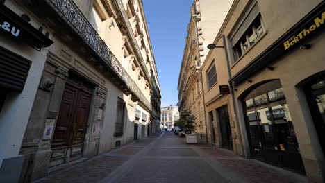 street in the town of montpellier during lockdown pandemic blue sky sunny day