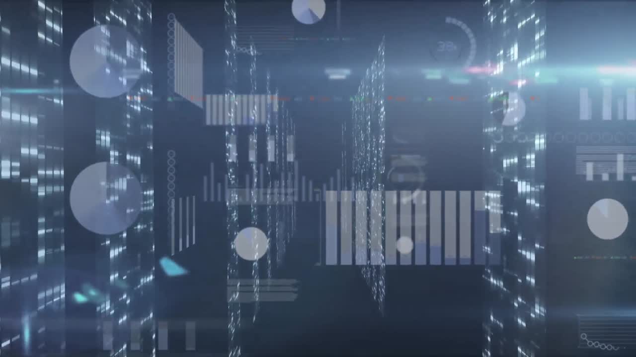 Animation of statistics and data processing over computer servers