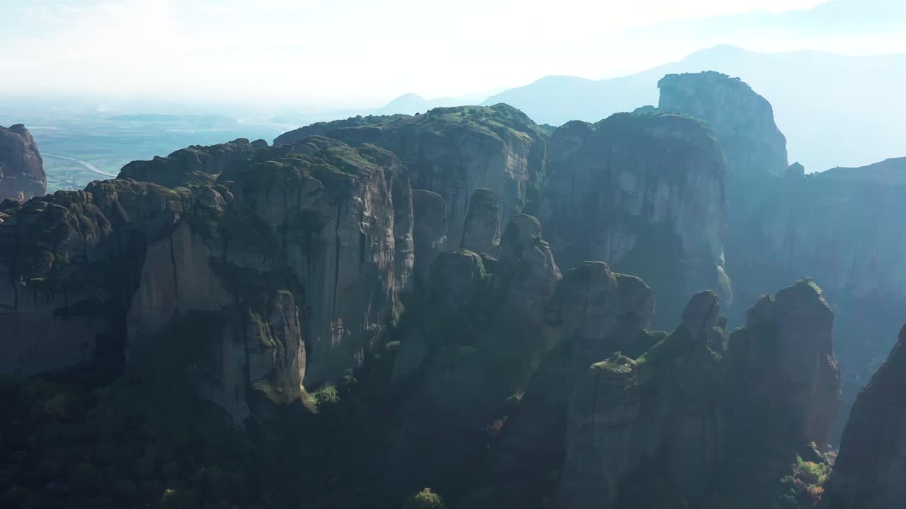 Meteora is a rock formation in Greece hosting one of the largest built complexes of Eastern Orthodox monasteries.The monasteries are built on immense natural pillars that dominate the local area.