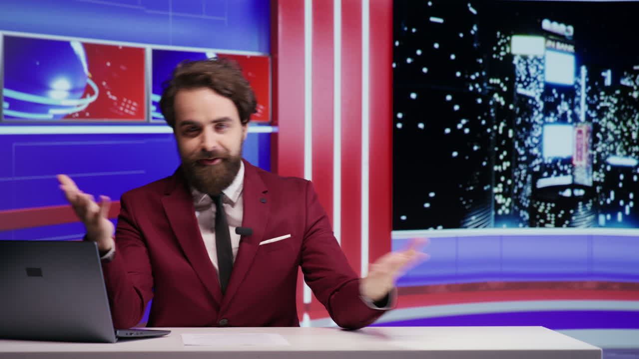 Moderátor televizního pořadu prezentující světové zprávy