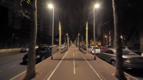 Empty-bike-lanes-in-Montpellier-by-night-lockdown-period