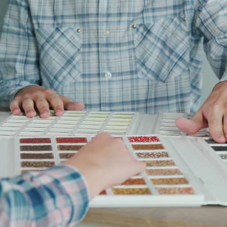 designers choose finishing materials use palette with samples