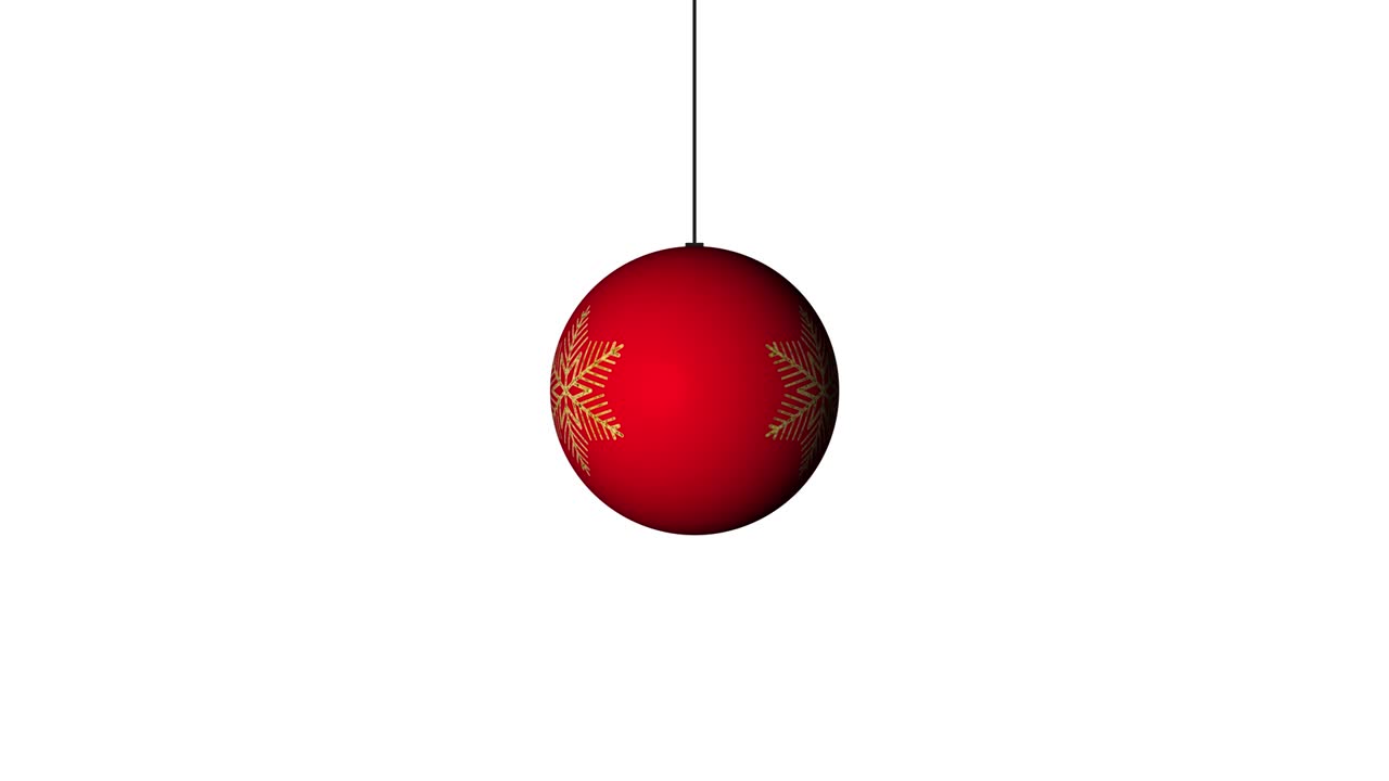 Looping realistic animation of the Christmas and New Year red Ball with a golden snowflake. Rotating decoration on white background. Merry Christmas and a Happy New Year!