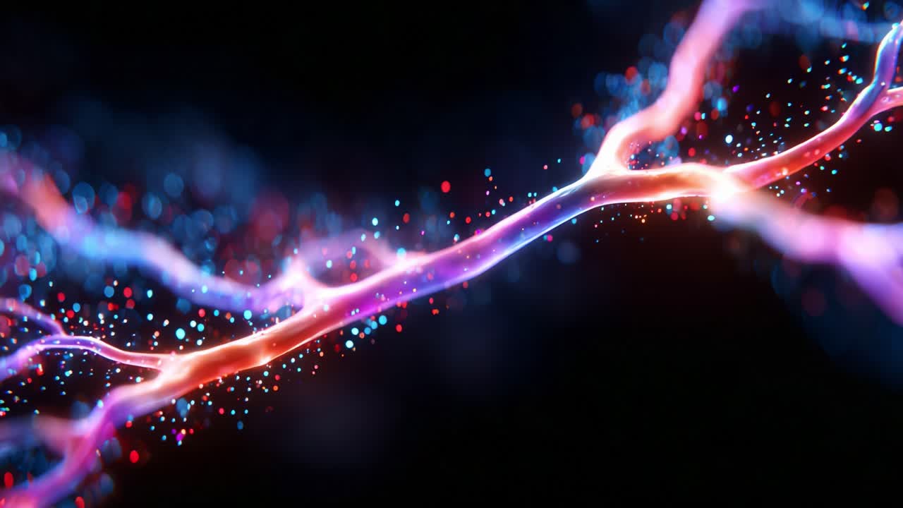 Mesmerizing Display of Colorful Light Waves and Particles Gliding Through a Dark Background, Capturing the Essence of Dynamic Energy Flow and Vibrant Motion in a Digital Format