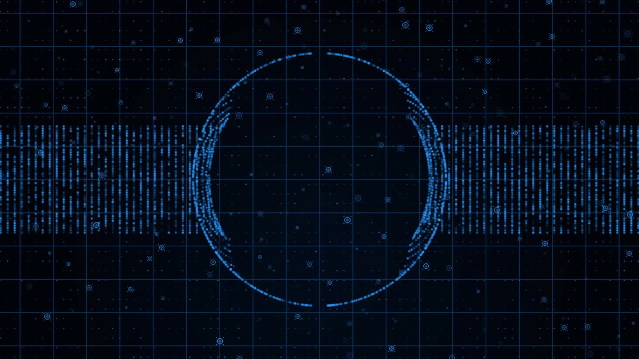 Digital HUD Interface with Rotating Circular Data Visualization