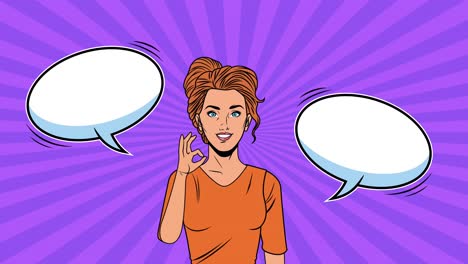 joven sexy con burbujas de habla animación de estilo pop art