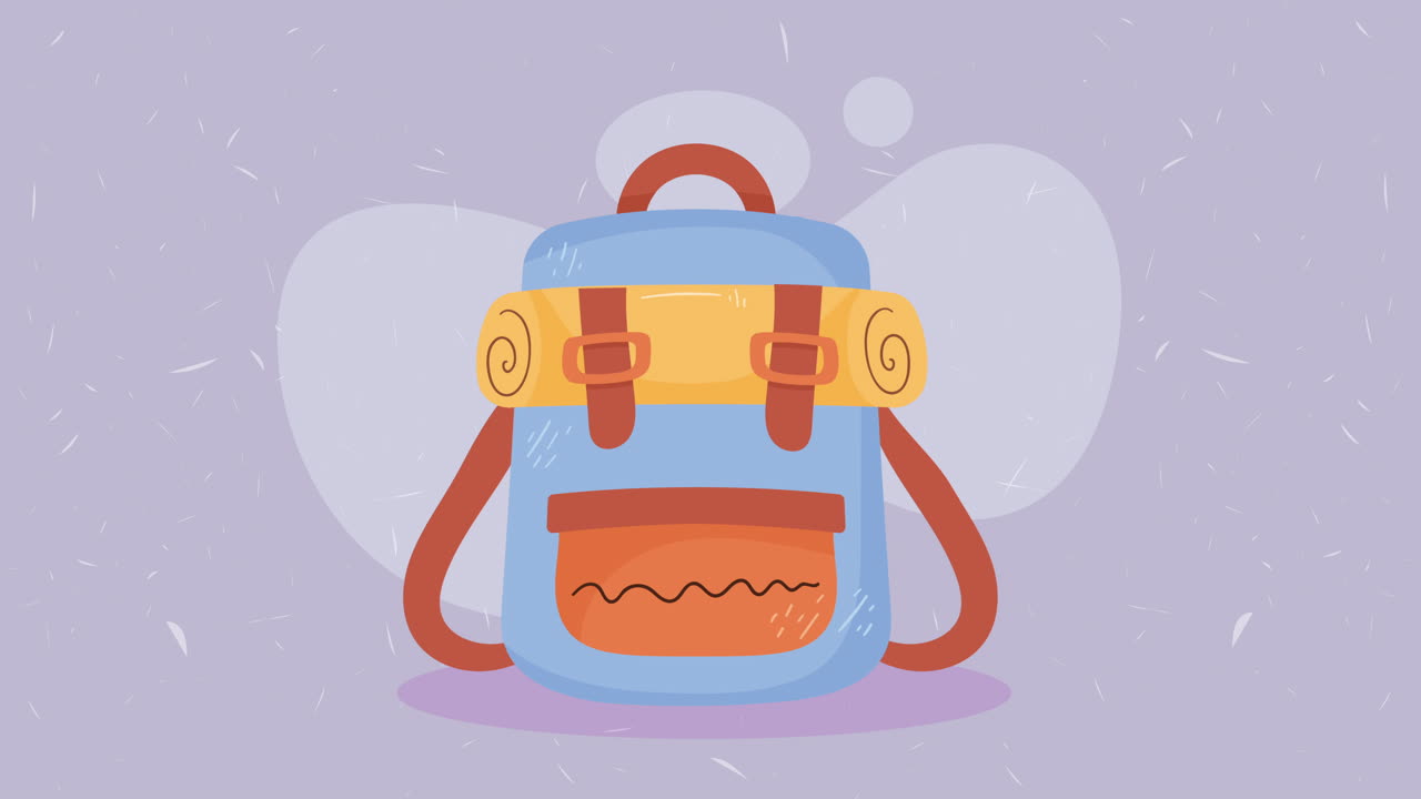 camping travel bag equipment animation