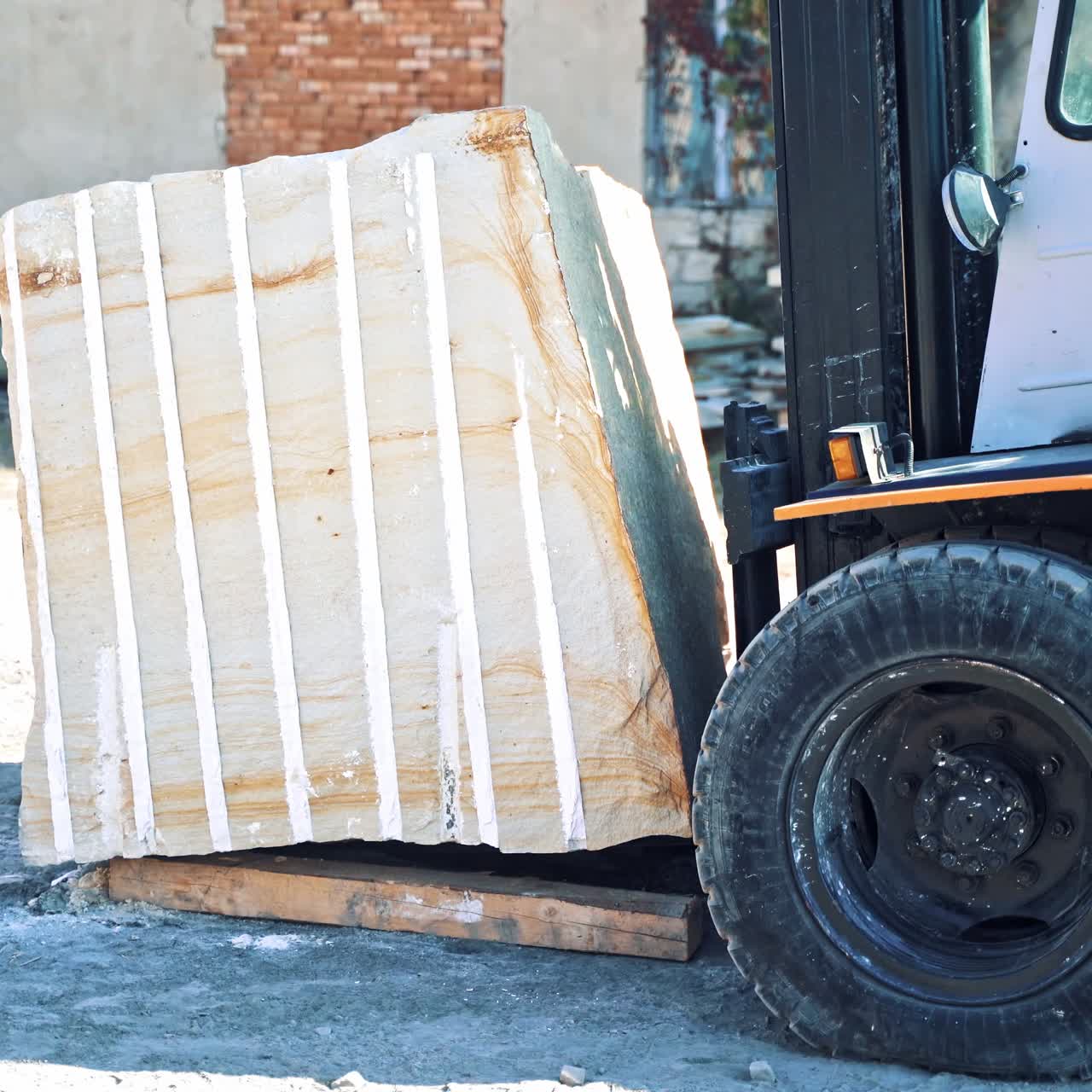 Man driving forklift