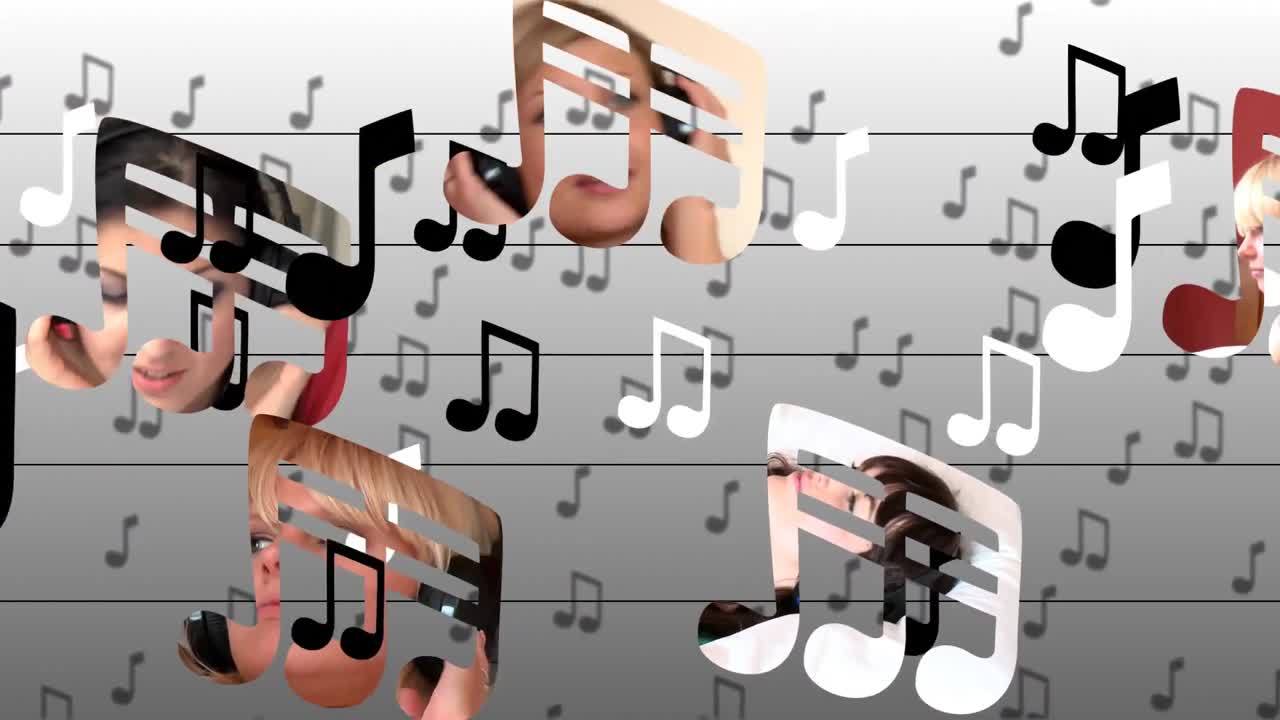 animación de stock que presenta a mujeres pacíficas escuchando música