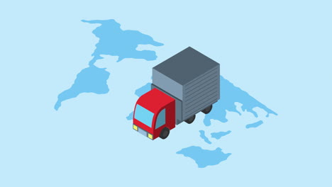 truck in earth maps logistic animation