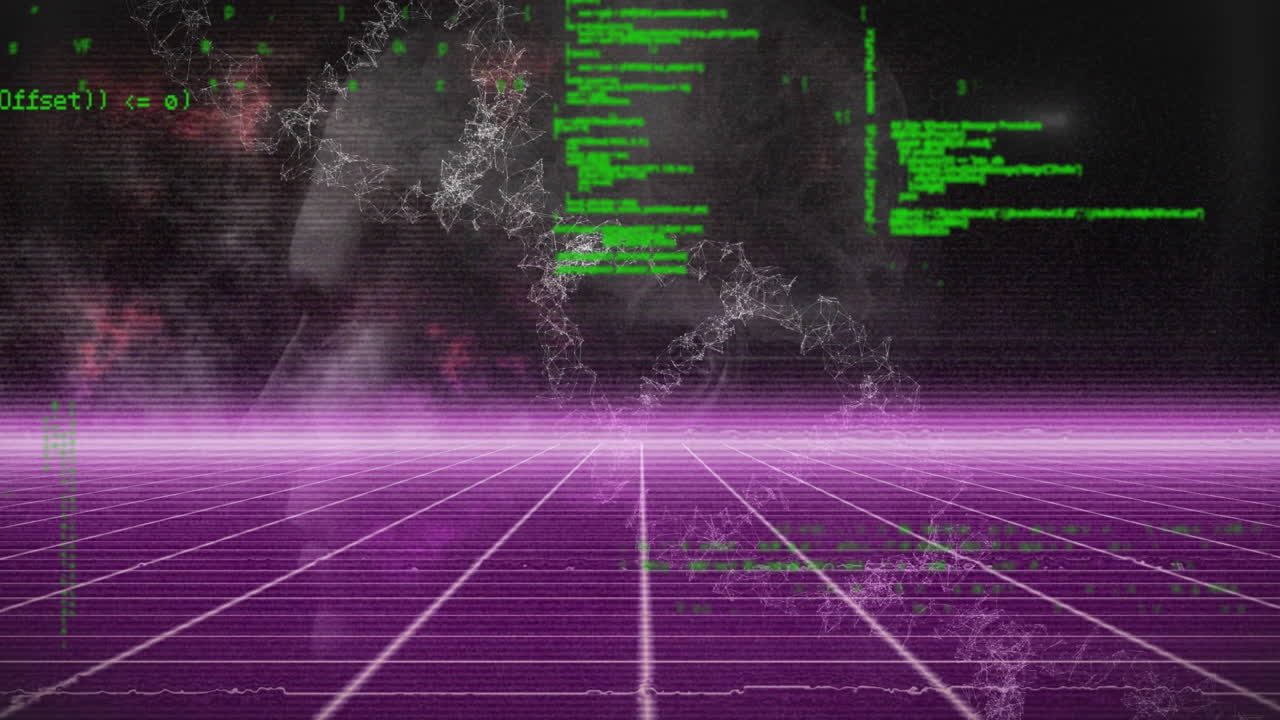 animación de pantalla digital con diversos datos y adn