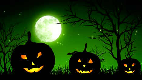 calabazas de halloween a la luz de la luna