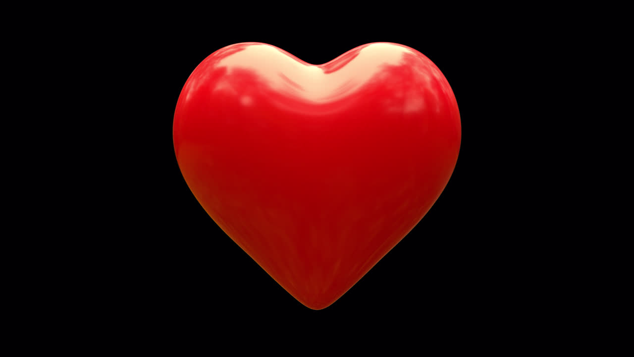 Red 3D Heart Shape Rotating on Black Background | Premium Stock Video ...