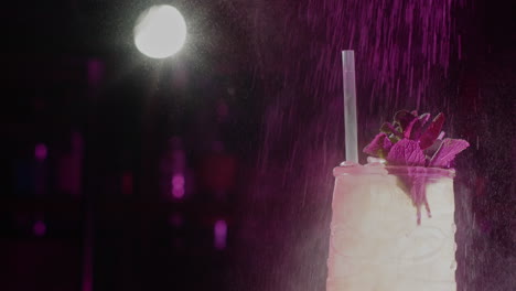 tropical cocktail with purple lighting
