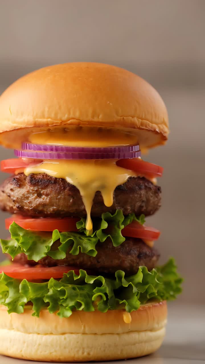 Saftig burger nærbillede bokeh-baggrund 4K