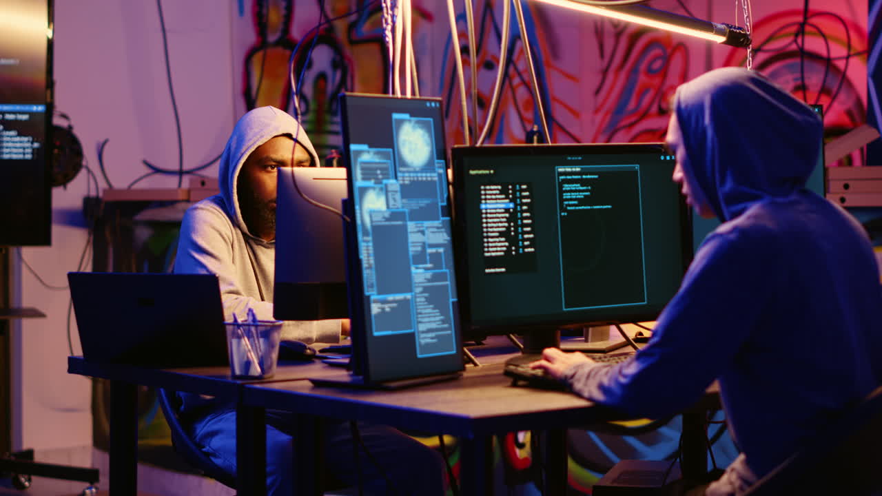 los hackers se apresuran para evadir a los policías.