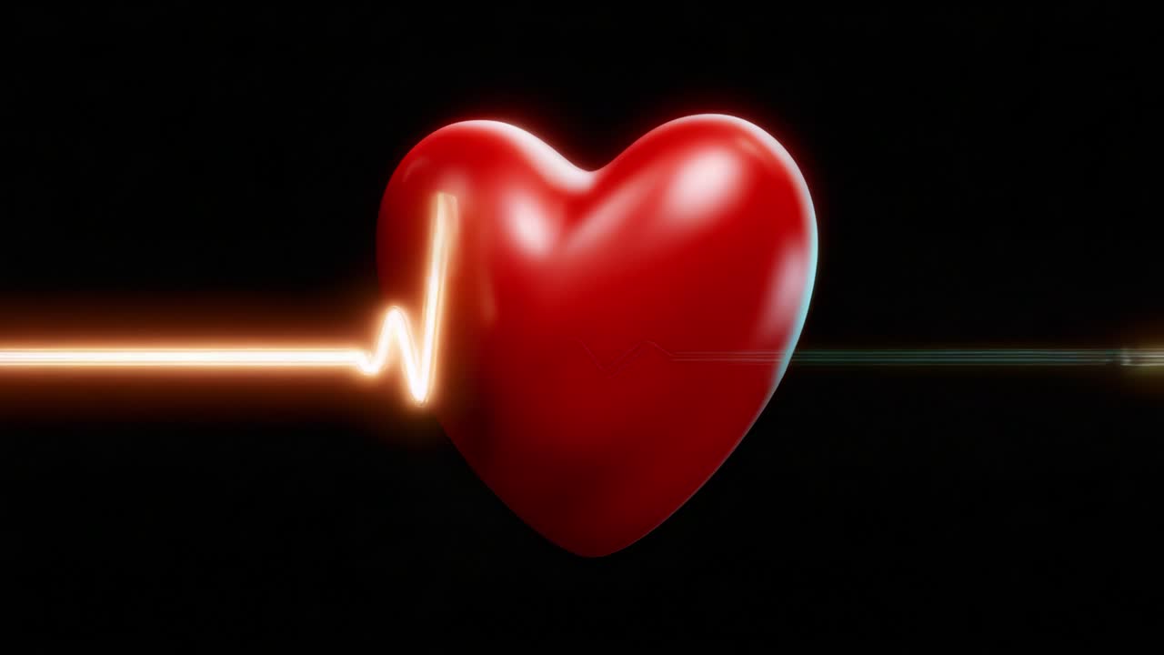 A vibrant red heart symbolizing love and vitality, pulsating with a golden heartbeat line, emphasizing the essential connection between emotion and life in a visually striking manner