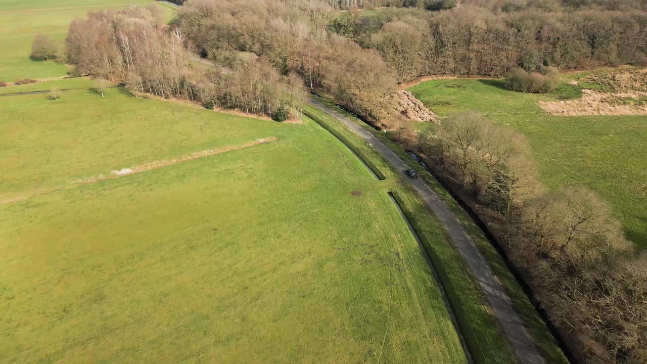 Aerial View of Dutch Countryside Landscape with Roads, Canals and Forests