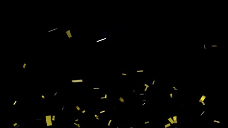 Animation-of-gold-confetti-floating-over-black-background