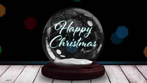 Animation-of-snow-globe-with-christmas-greetings-on-black-background