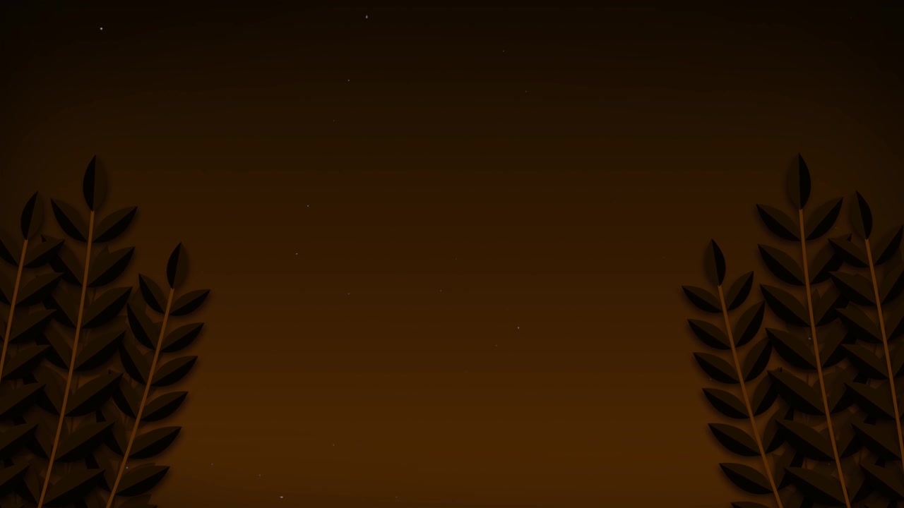 Animazione 2D di Ramo e Foglia che Ondeggiano nel Vento con Sfondo Sfumato di Cielo Stellato Notturno, Grafica in Movimento della Natura, Effetto Visivo Marrone Scuro