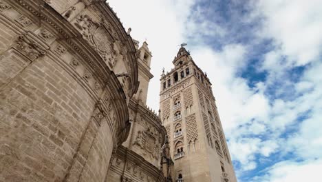 Slow-motion video of Seville Cathedral with Giralda tower