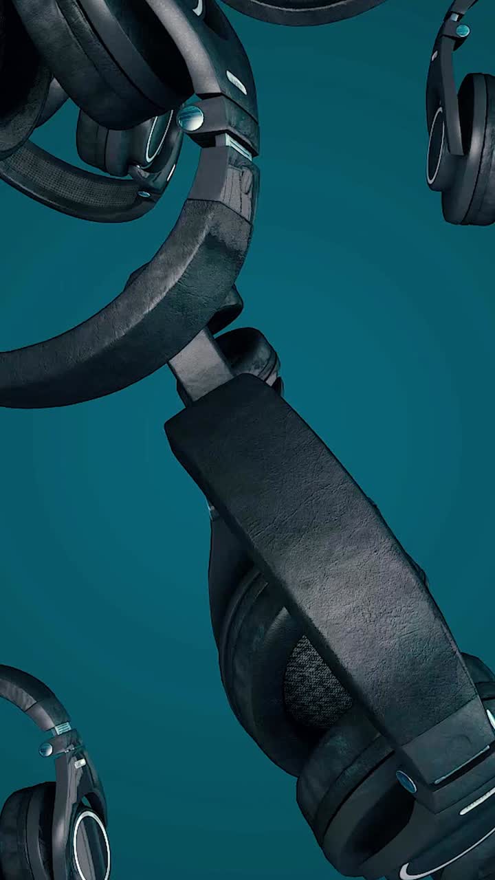 Black Headphones Floating on a Teal Background