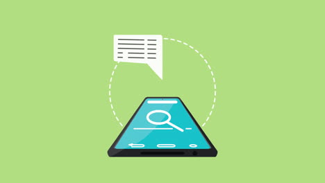 tecnología de teléfono inteligente con animación de burbujas de habla