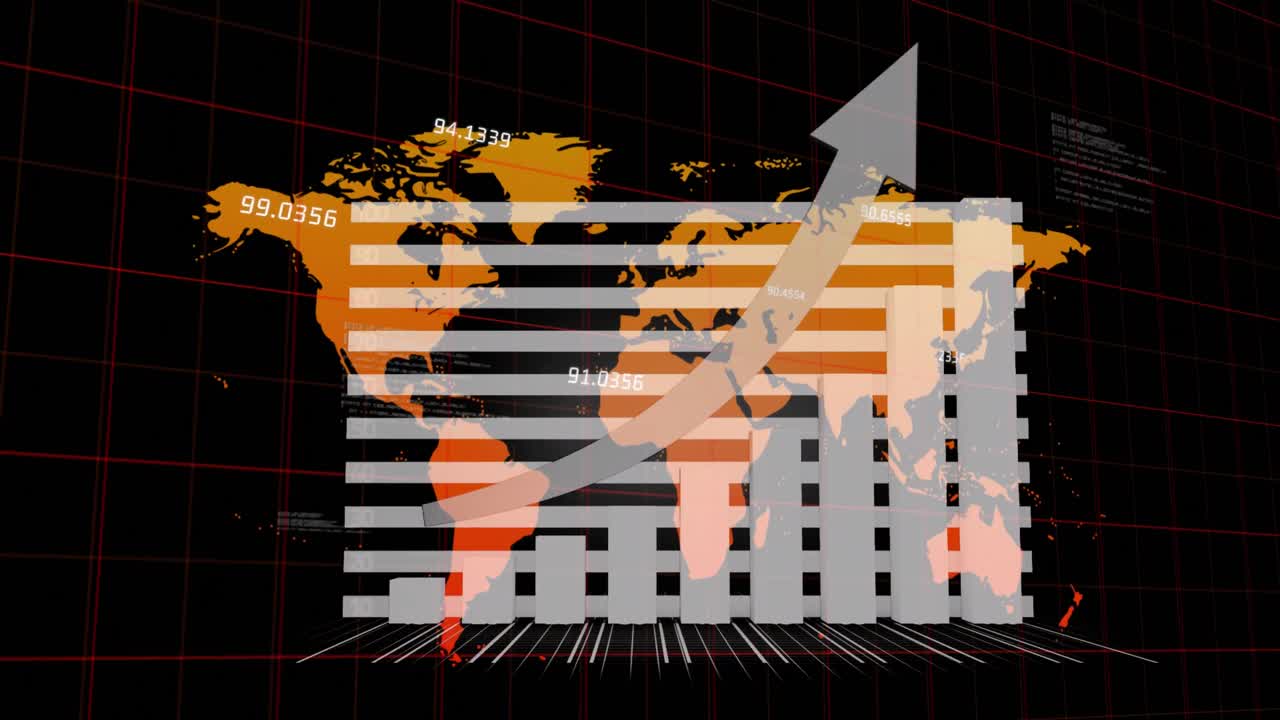 세계 지도를 통해 데이터 처리의 애니메이션